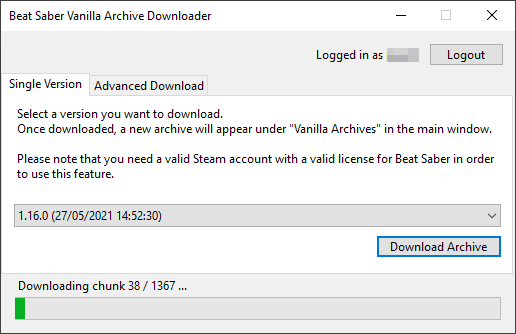 Beat Saber Vanilla Archive Downloader